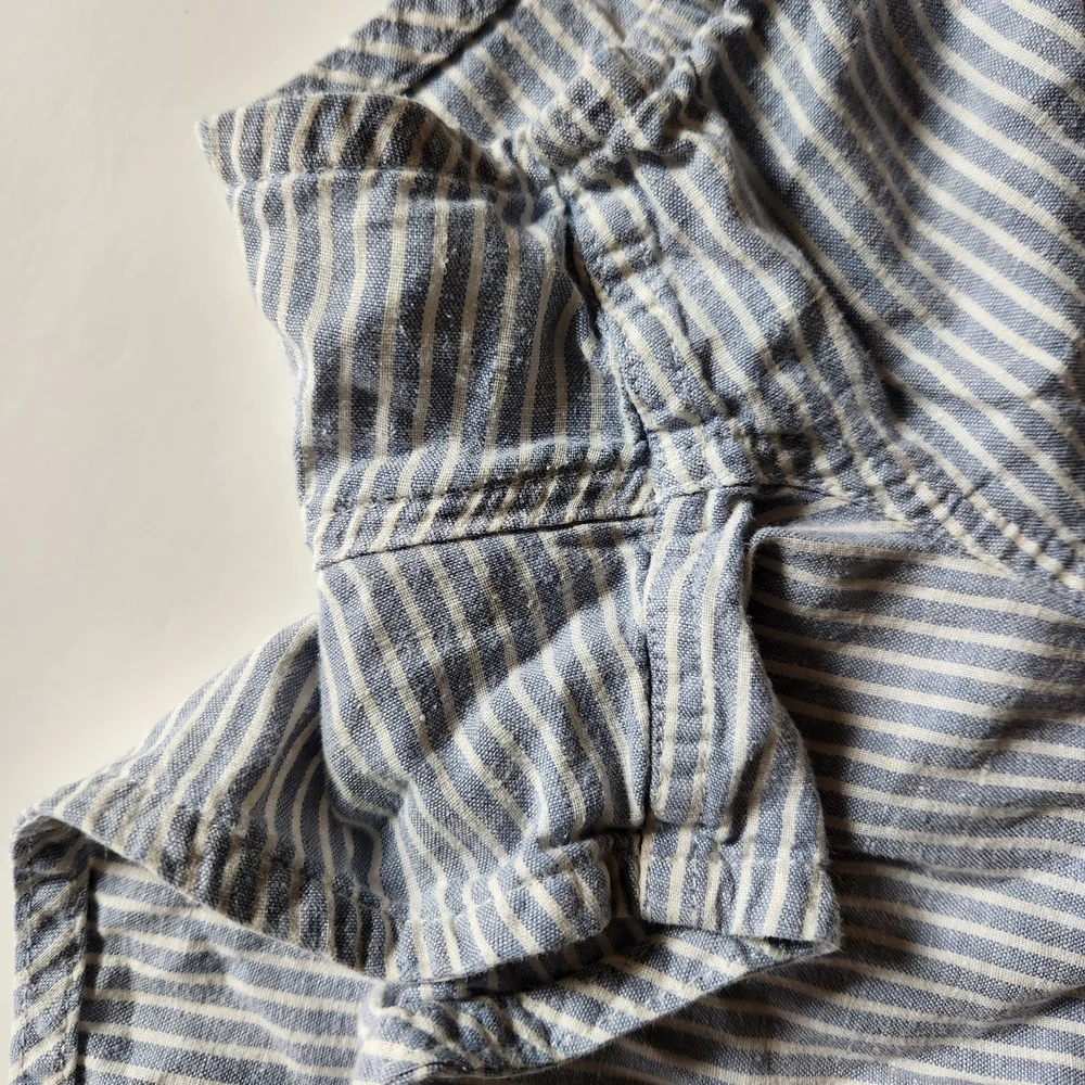 Marine Layer Striped Drawstring Shorts Blue/Gray Pinstripes Hemp Eco Casual 2" - Picture 4 of 9